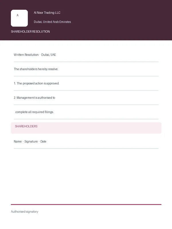 Shareholder Resolution Generator document preview